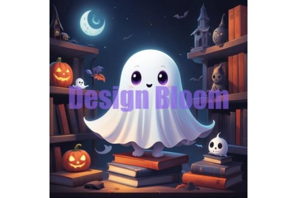 Download Halloween Book Lover Ghost T-shirt - Premium Bundle