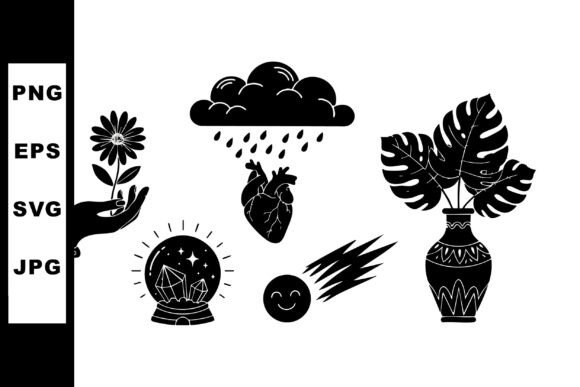 Download Black Silhouette Mystical Elements Inclu - Mystical elements Collection
