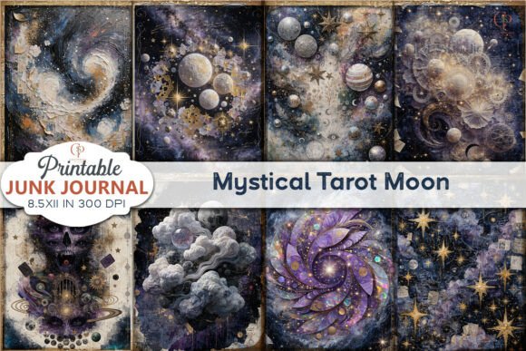Download Mystical Tarot Moon Junk Journal Pages - Mystical Collection