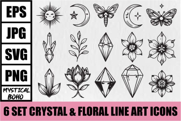 Download Mystical Boho Crystal Floral Icons - Mystical Collection