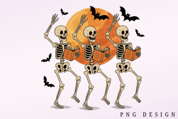 Download Halloween Skeleton Dancing with Book PNG - Premium Resources