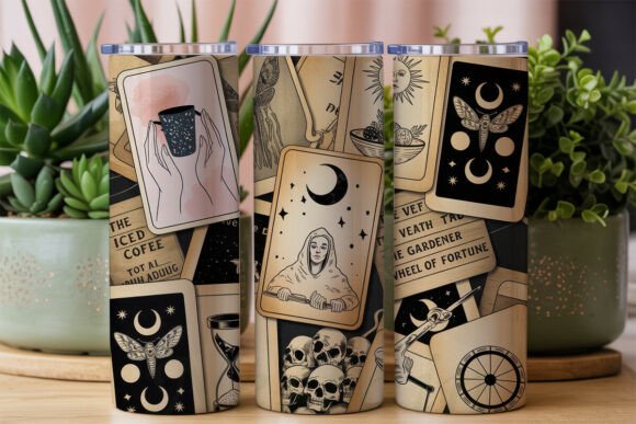 Download Mystical Tarot Card Collage Tumbler Wrap - Mystical Collection