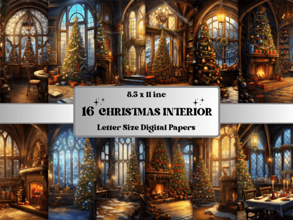 Download Christmas Interior Scenes Digital Paper - Premium Resources