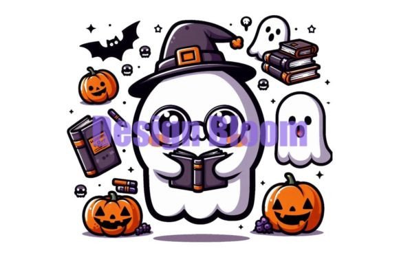 Download Halloween Book Lover Ghost T-shirt - Premium Bundle
