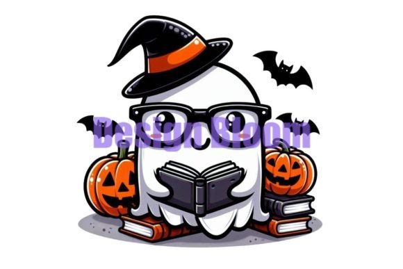 Download Halloween Book Lover Ghost T-shirt - Premium Bundle